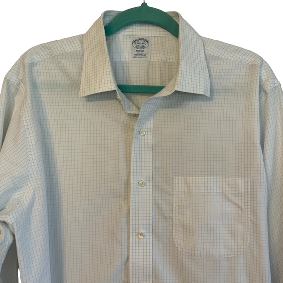 Brooks Brothers Regent Blue White Checkered Button Down Men's Shirt 16.5 - Picture 2 of 5